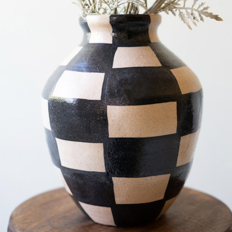 Checkered Ceramic Urn