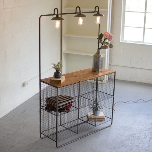 Three Light Storage Console Table