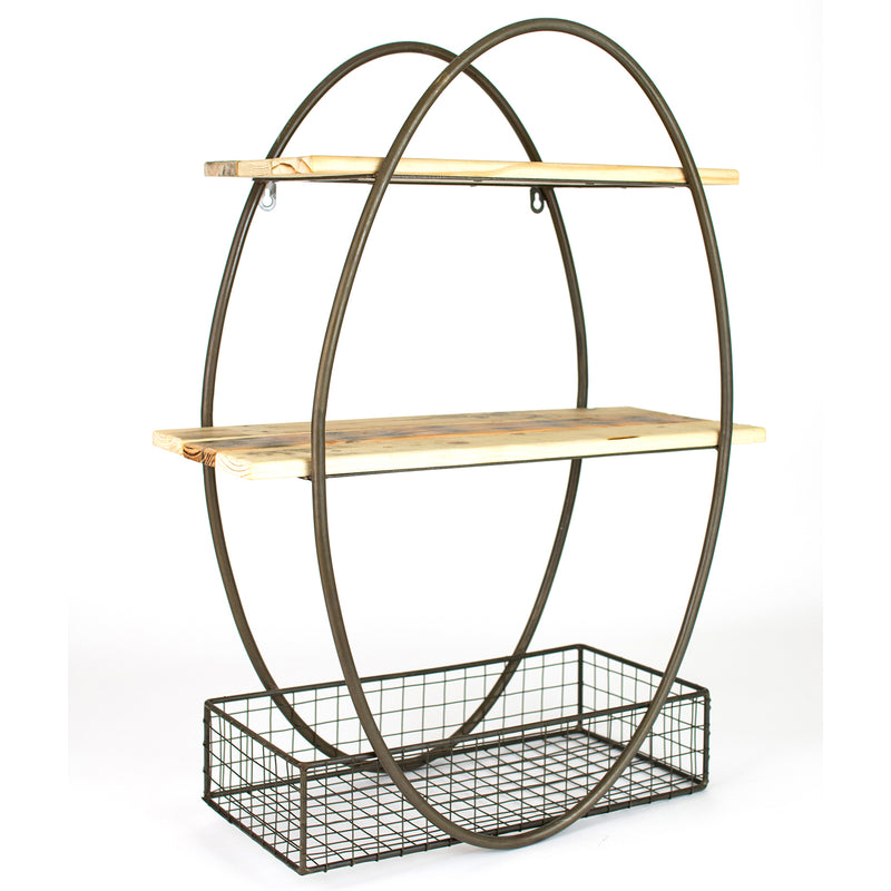 Oval Metal Tall Framed Wall Shelf