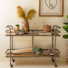 Wood & Iron Rolling Bar Cart