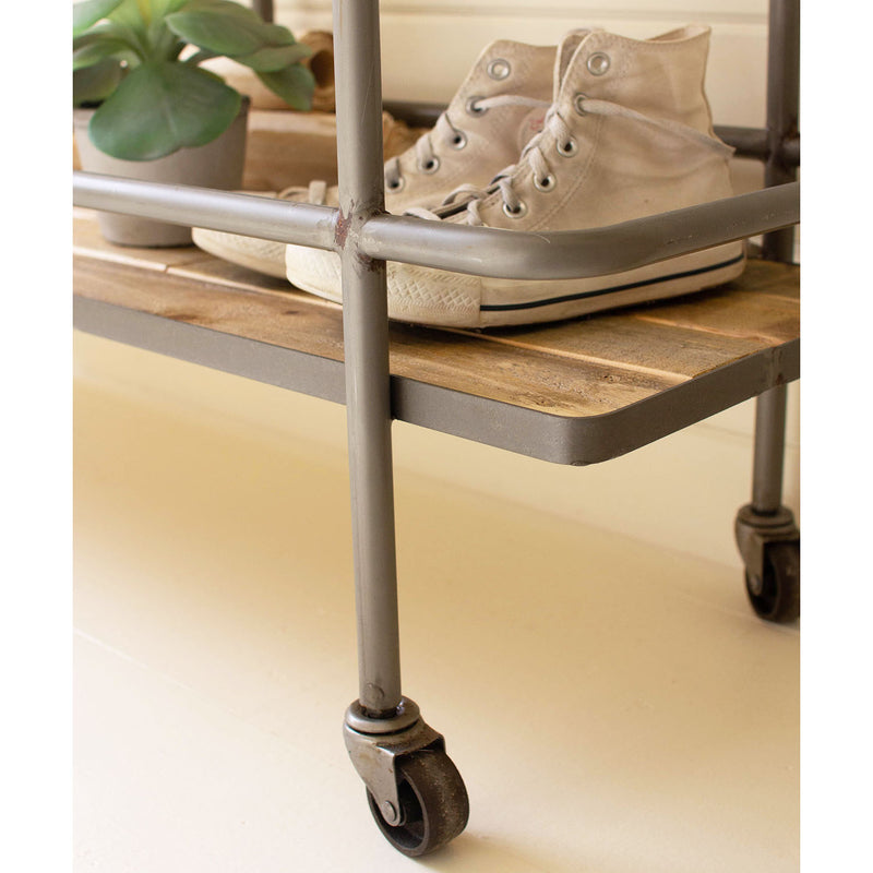 Wood & Iron Rolling Bar Cart