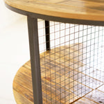 Three-Tiered Round Iron and Wood Display Table