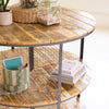 Three-Tiered Round Iron and Wood Display Table