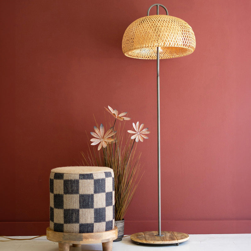 Metal and Wood Floor Lamp