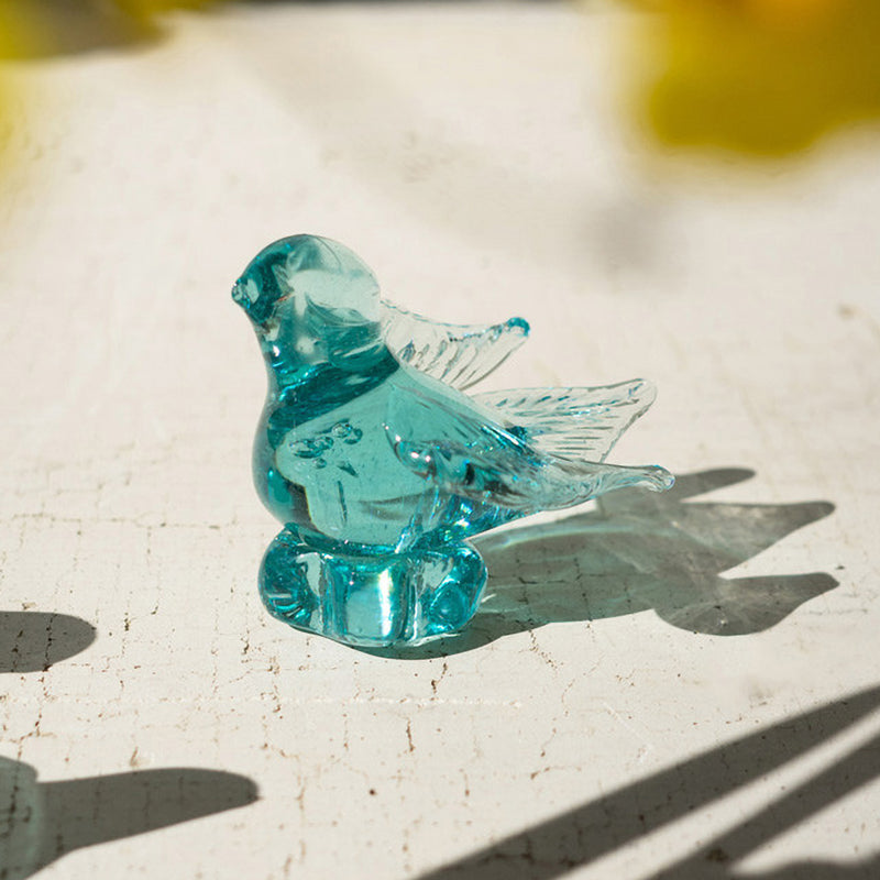 Blue Recycled Glass Bird Set of 6