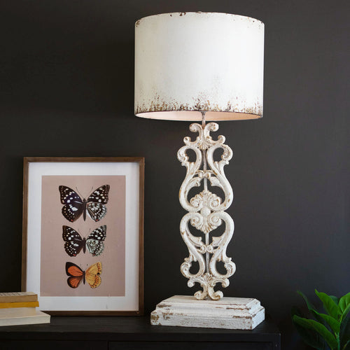 Carved Damask Base Table Lamp