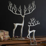 Deer White Cast Aluminium Sculpture Set of 2