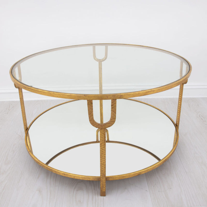 Textured Gold Round Coffee Table