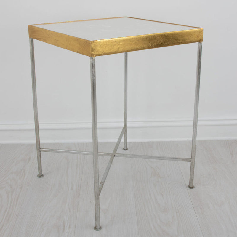 Silver and Gold Square Side Table