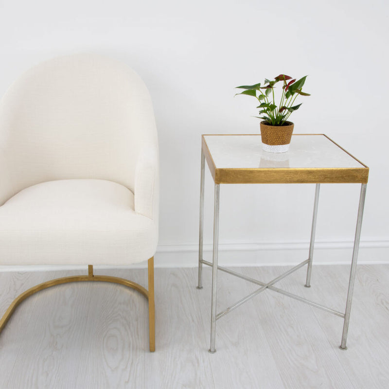 Silver and Gold Square Side Table