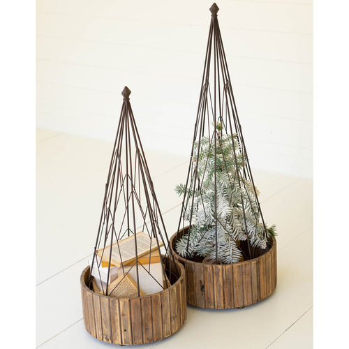 Metal Tree Storage Basket Set of 2