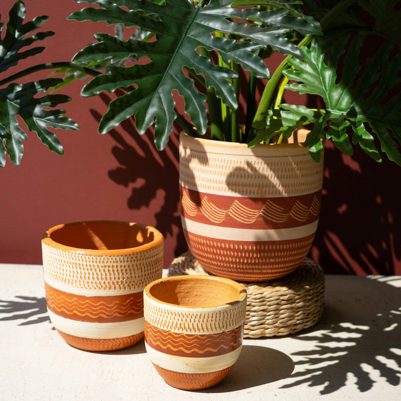 Terracotta Painted Planter Set of 3