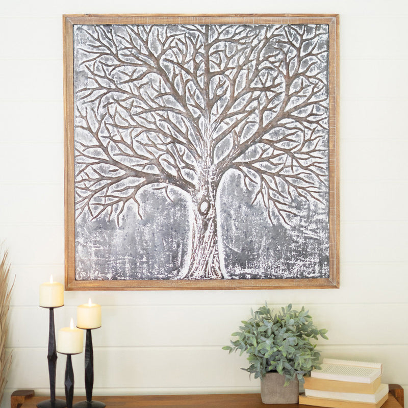 Embossed Tree Metal Wall Art