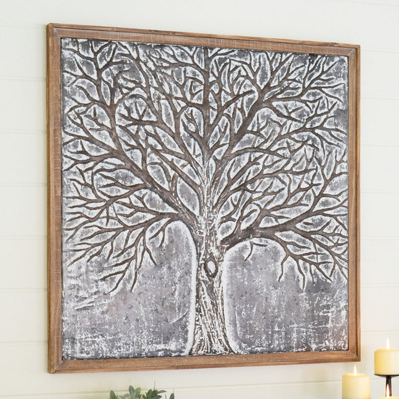 Embossed Tree Metal Wall Art