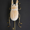 Carved Wood and Wire Beetle Wall Hook Set of 3