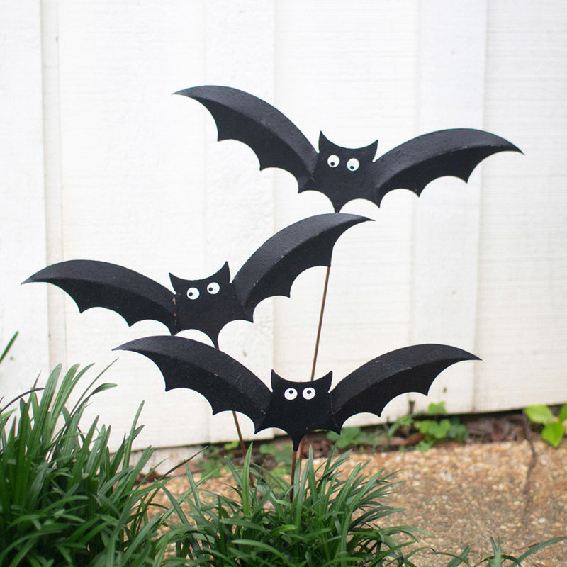 Bat Painted Plant Stake Set of 3