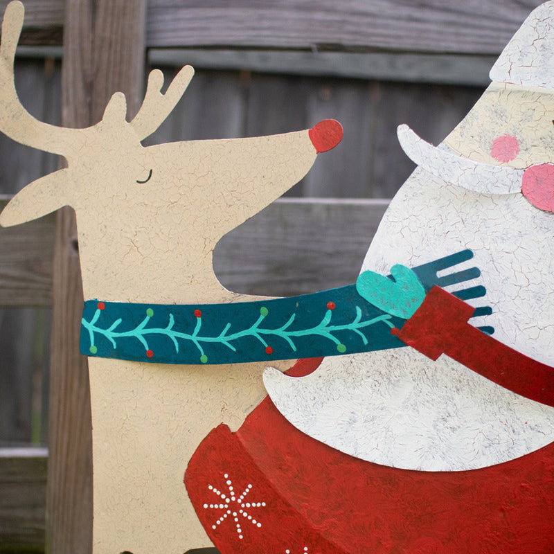 Santa with Deer Yard Art