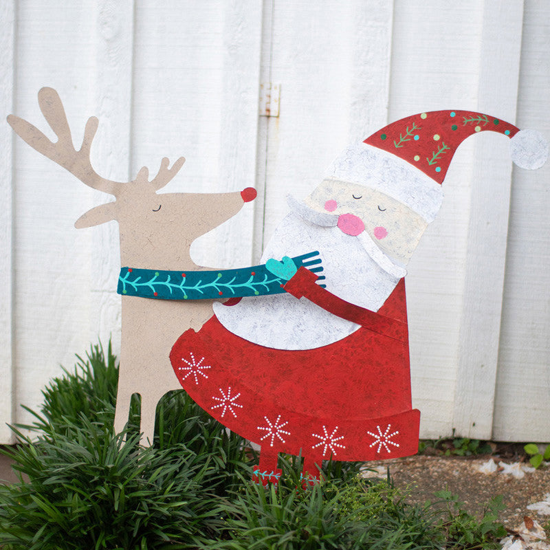 Santa with Deer Yard Art