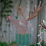 Deer Painted Metal Yard Art Set of 2