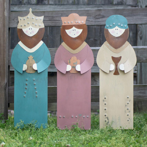 Wise Men Painted Metal Yard Art Set of 3