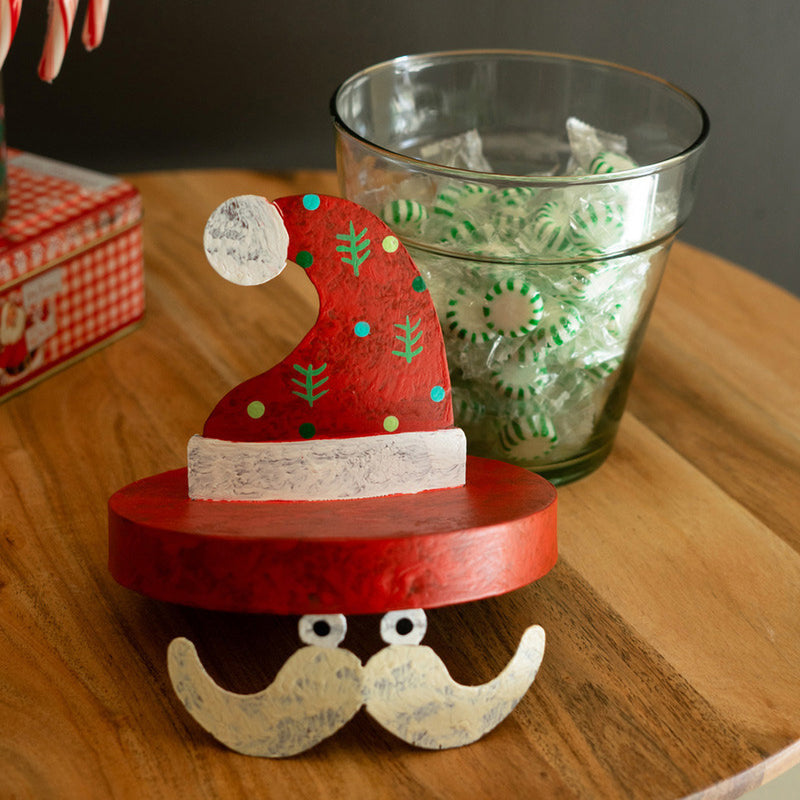 Santa Hat Painted Lidded Pot