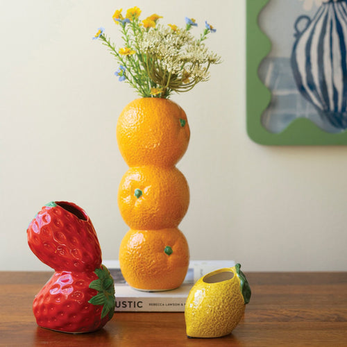 Fruit Ceramic Bud Vase Set of 3