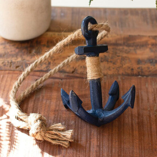 Cast Iron Anchor with Rope Set of 2
