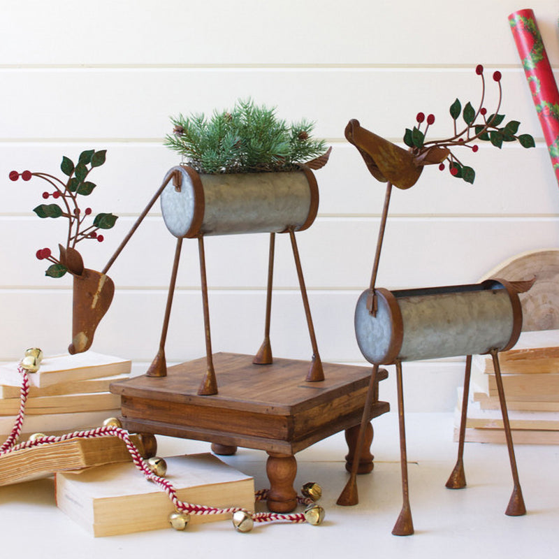 Metal Reindeer Planter Set of 2