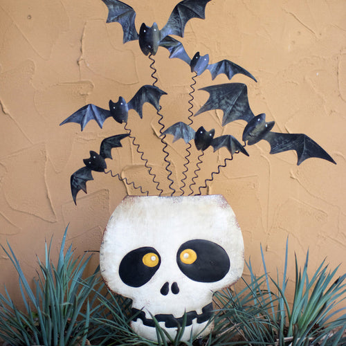 Skull and Bats Painted Yard Art