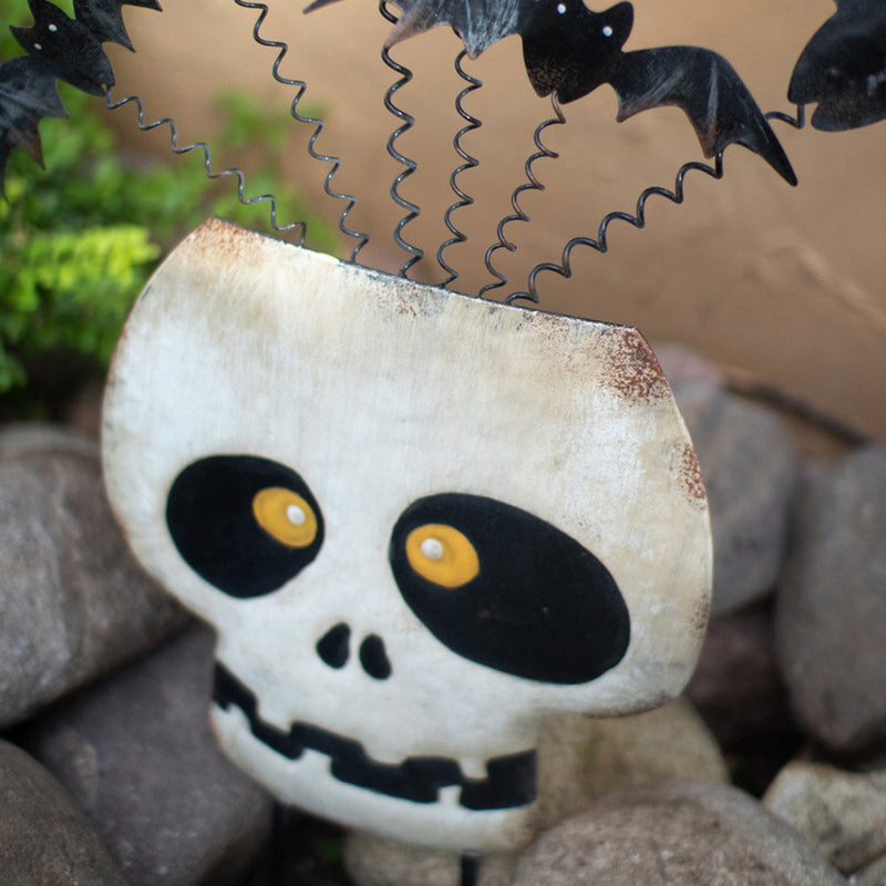 Skull and Bats Painted Yard Art