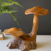 Teak Double Mushroom Sculpture