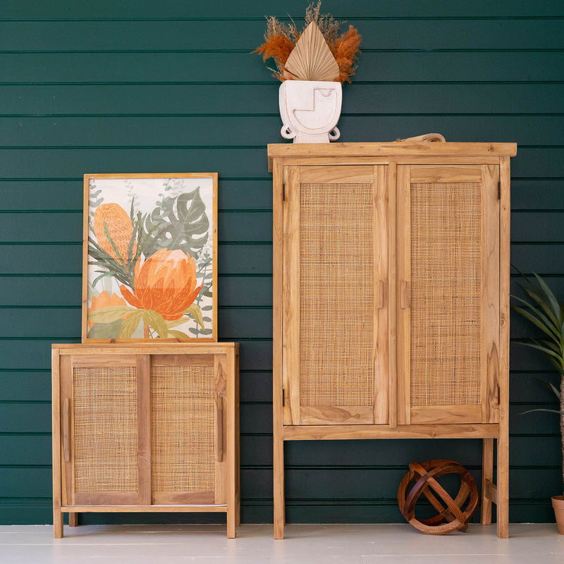 Woven Cane 2 Door Cabinet