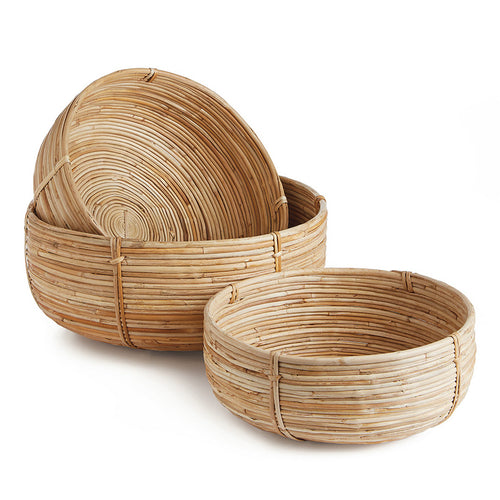 Cane Rattan Low Basket Set of 3