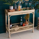 Woven Cane Boho Bar Table