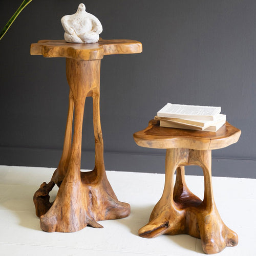 Organic Teakwood Accent Table Set of 2