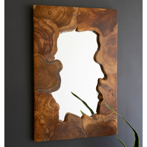 Live Edge Teakwood Framed Puzzle Mirror