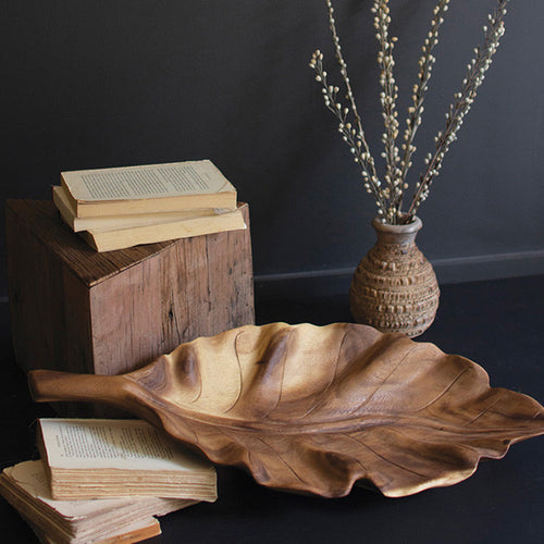 Teak Leaf Wooden Tray