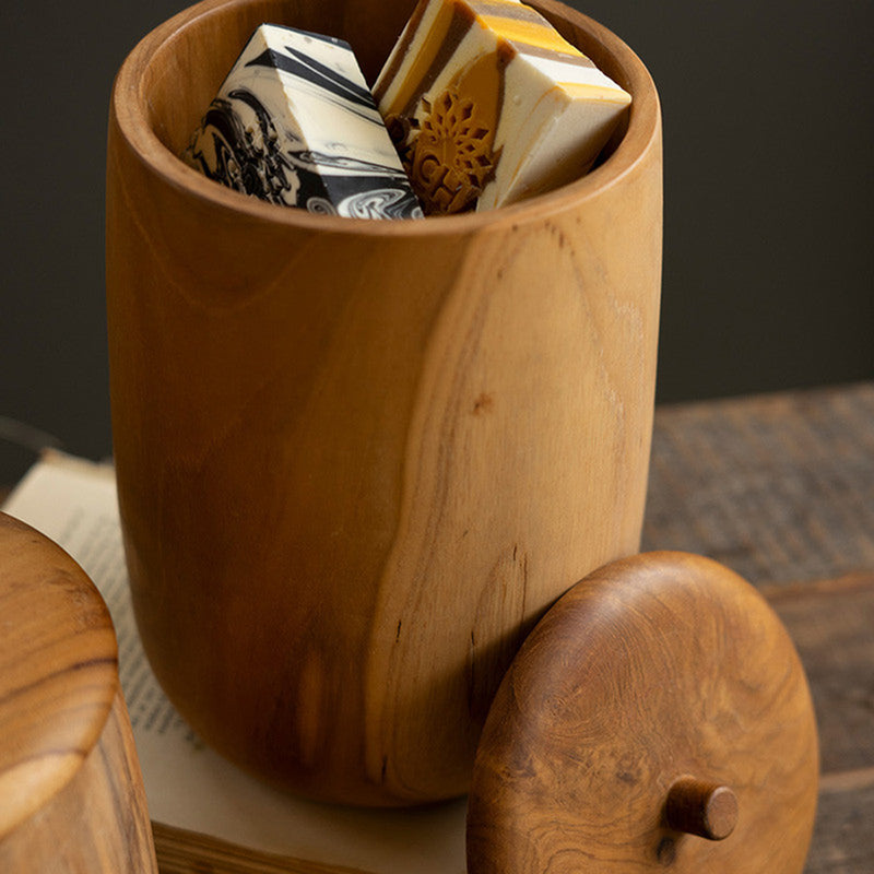 Teak Wood Canister Set of 2