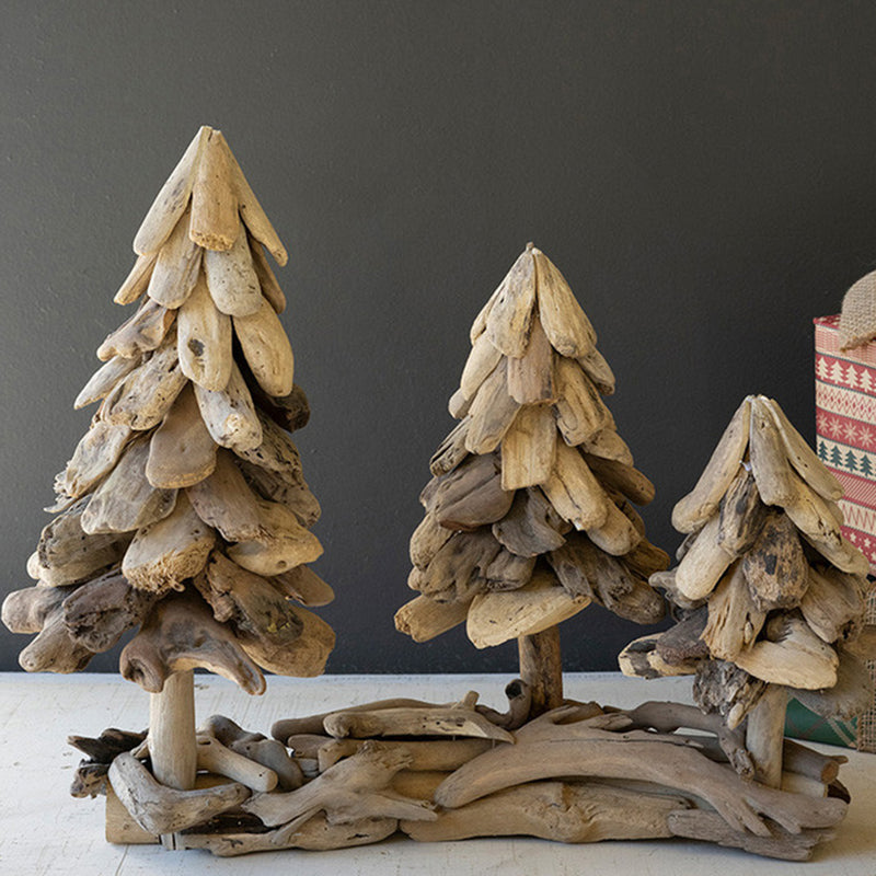 Three Driftwood Christmas Tree Tabletop Accent