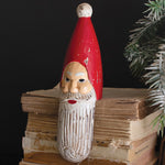 Carved and Painted Wooden Santa Shelf Sitter Tabletop Accent