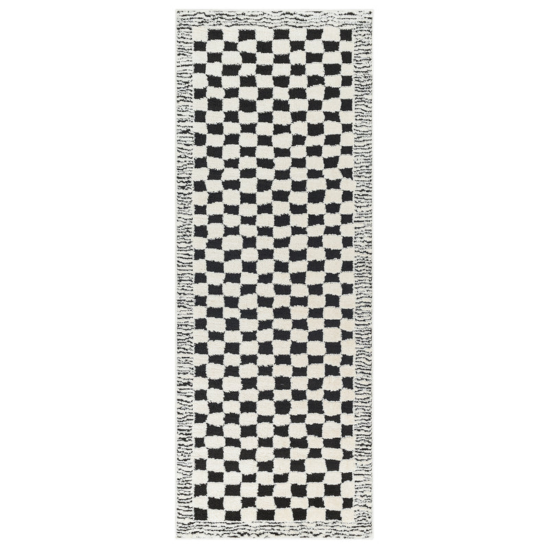 Livabliss Freud Checker Border Machine Woven Rug