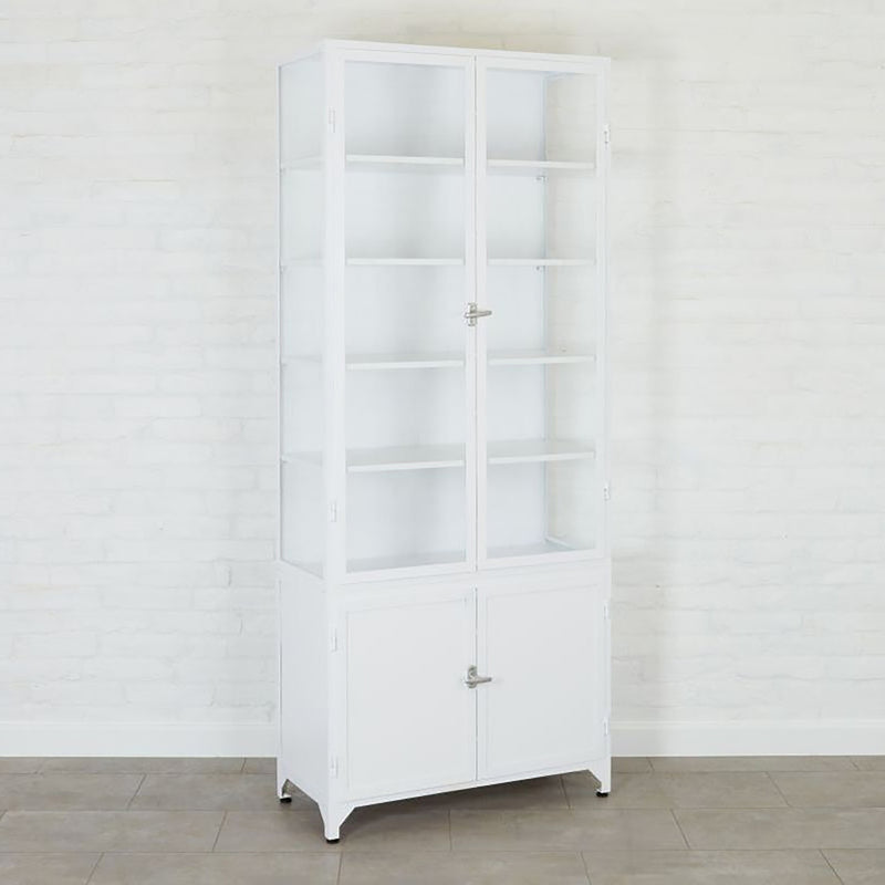 Etu Home White 2-Door Glass Storage Cabinet