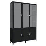 Etu Home Black 3-Door Glass Storage Cabinet