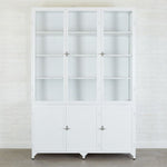 Etu Home White 3-Door Glass Storage Cabinet