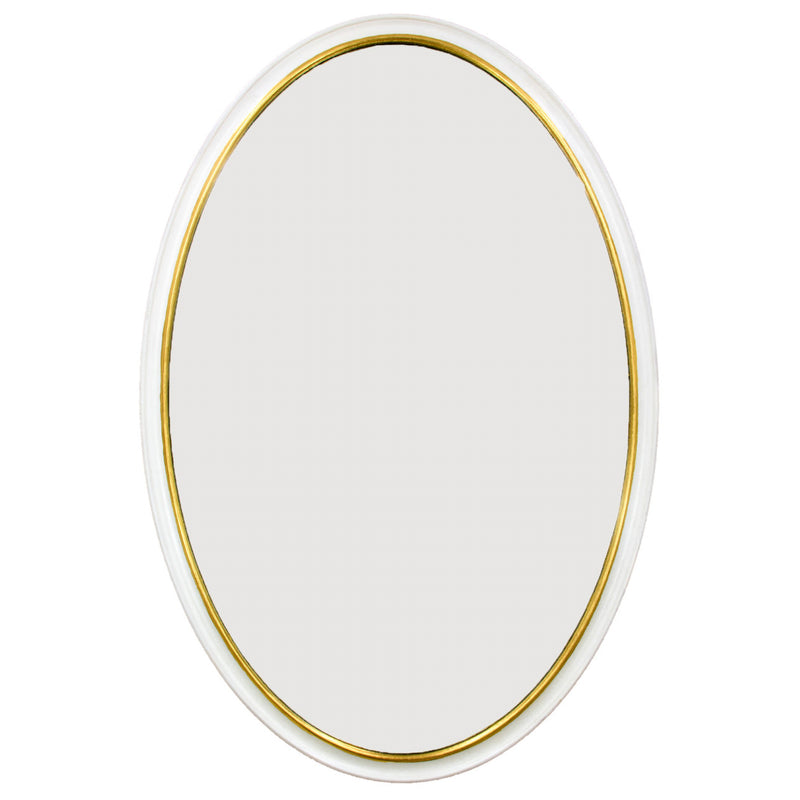 White and Gold Oval Wall Mirror