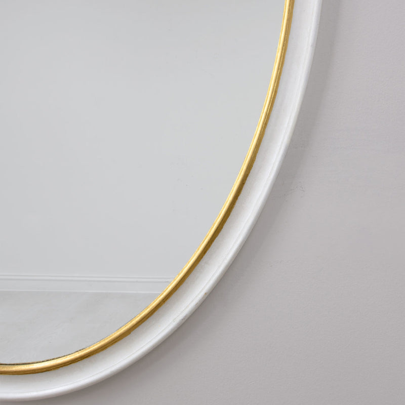 White and Gold Oval Wall Mirror