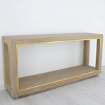 Natural Dark Oak and Gold Console Table