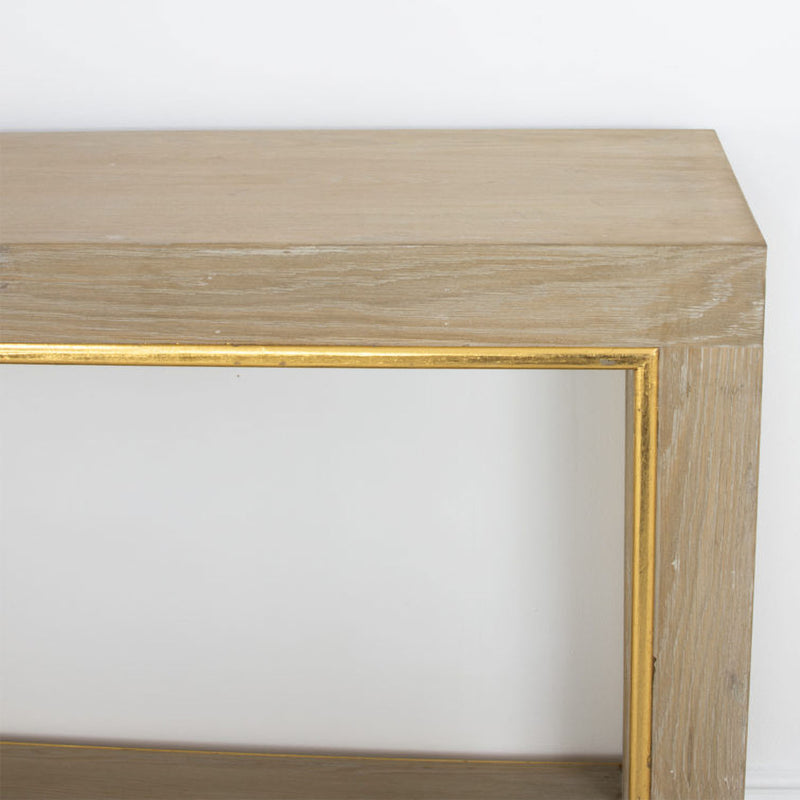 Natural Dark Oak and Gold Console Table