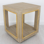 Open Cube Natural and Gold Side Table