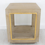 Open Cube Natural and Gold Side Table